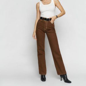 Reformation Cowboy High Rise Straight Jeans (Chocolate)